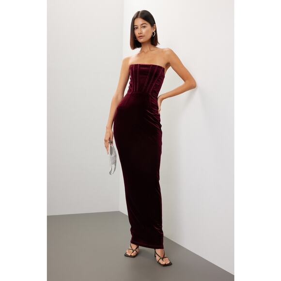 Bronx & Banco Red Velvet Florentina Corset Lace Up Back Gown Size Extra Small - Picture 1 of 16